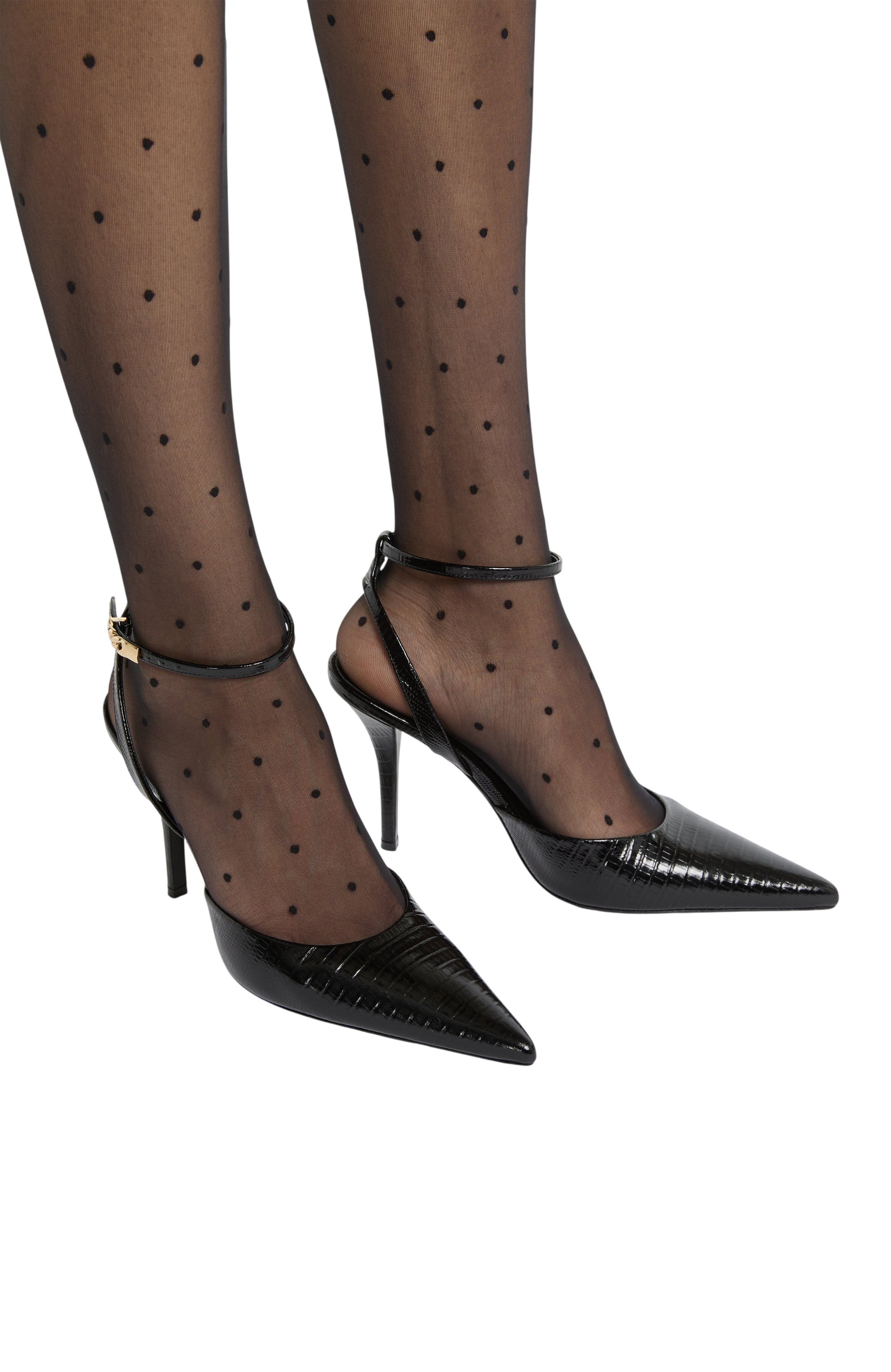Embossed Leather Strappy Courts, Alternate, color, Black