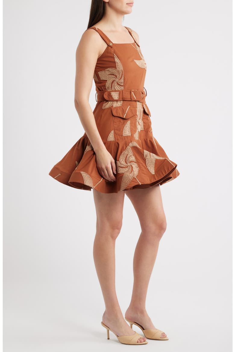 Kenny Embroidered Minidress, Alternate, color, CARAMEL