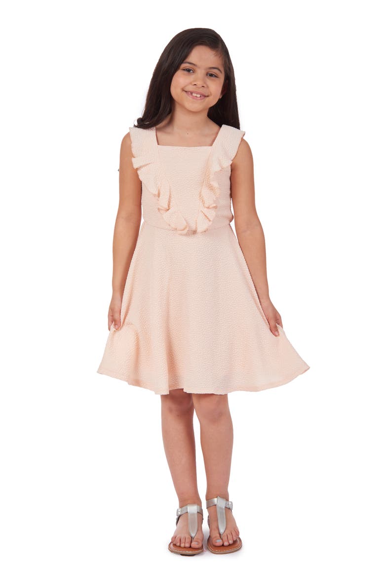 Pebble Flutter Sleeve Dress, Alternate, color, PEACH