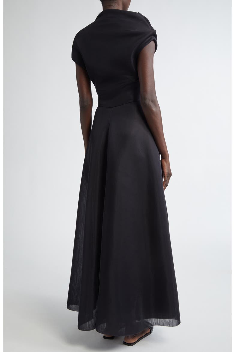 Genevieve Draped Georgette Dress, Alternate, color, BLACK