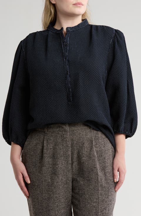 Textured Puff Sleeve Top (Plus)