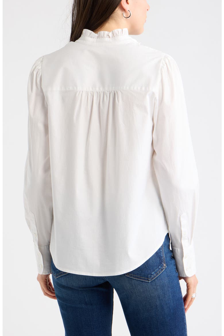 Ruffle Collar Button-Up Shirt, Alternate, color, WHITE