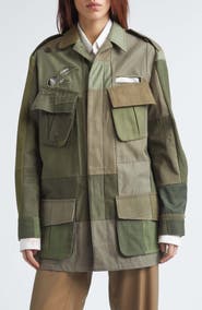JULIE KEGELS Embroidered Cutout Patchwork Cotton Field Jacket