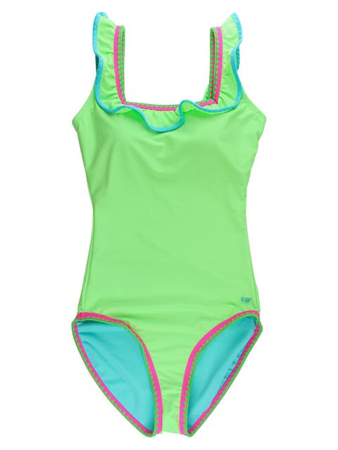 UPF50+ Women's Crochet Ruffle One Piece Swimsuit