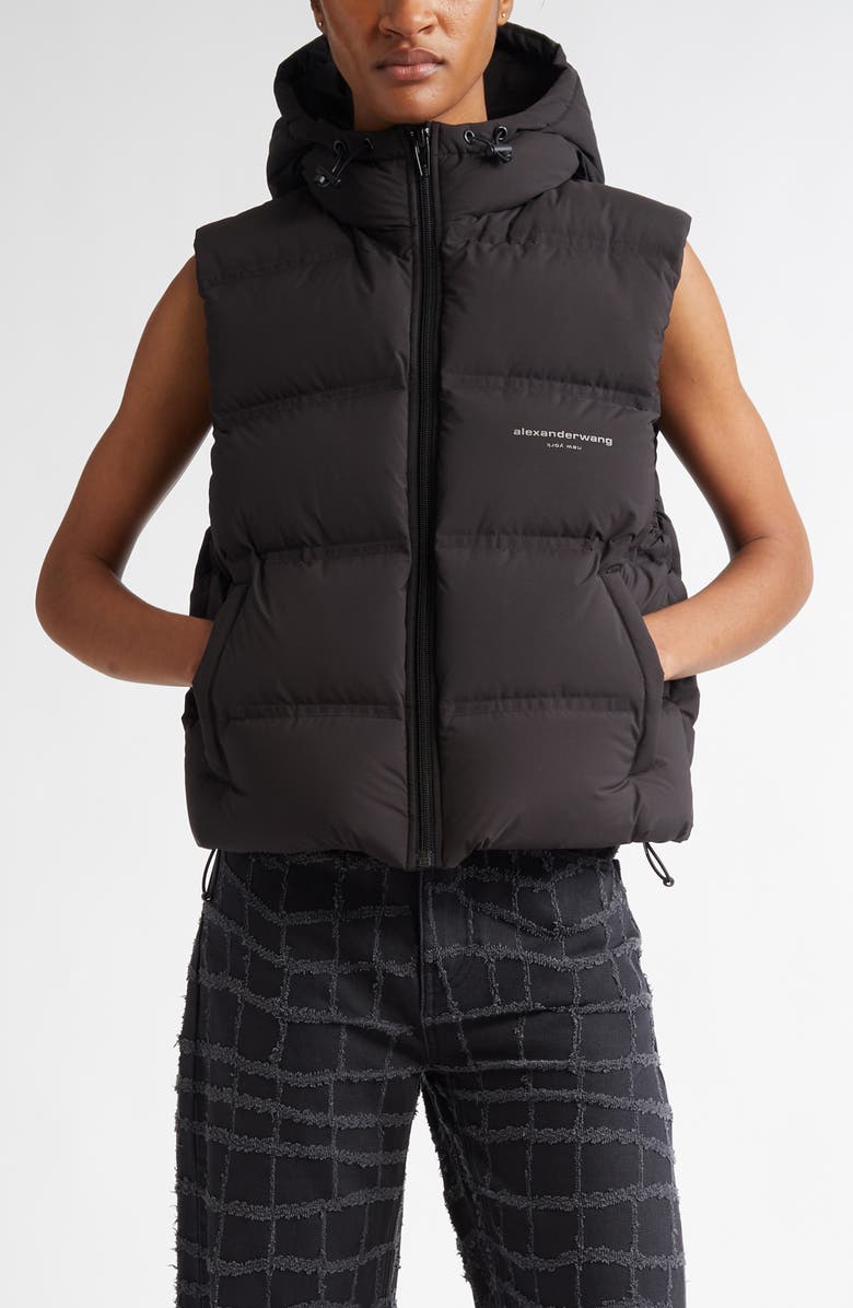 Crop Hooded Down Puffer Vest