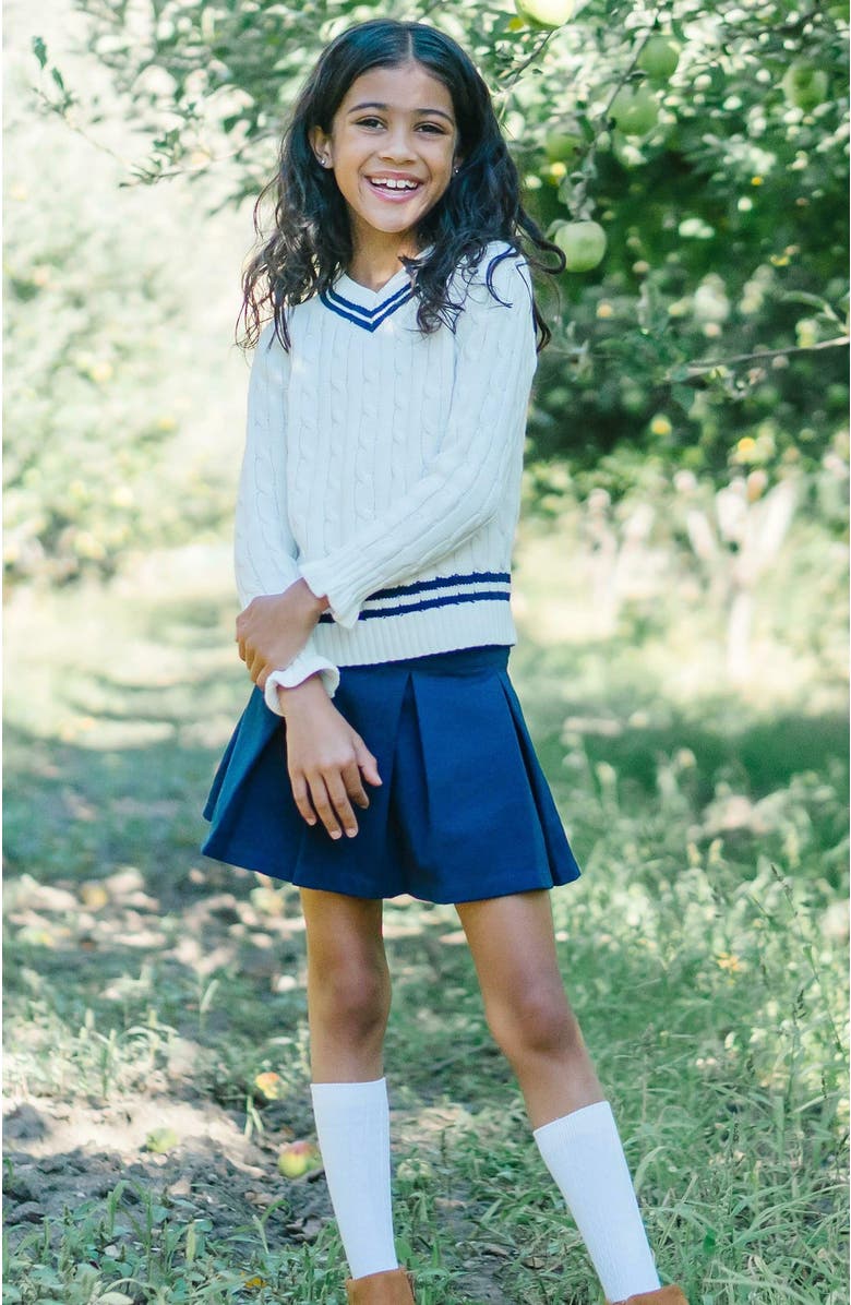 Hope & Henry Girls' Ponte Pleated Skort, Toddler, Alternate, color, Navy