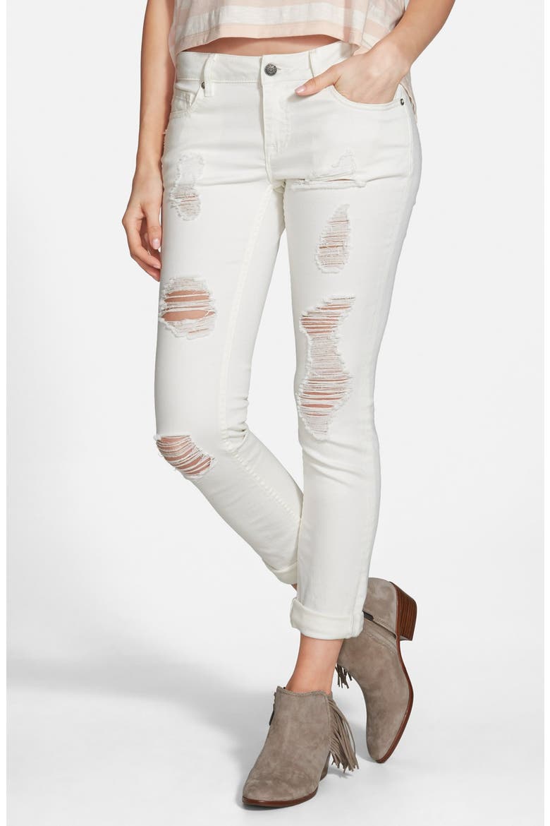 'Tomboy' Destroyed Skinny Jeans, Main, color, OFF WHITE