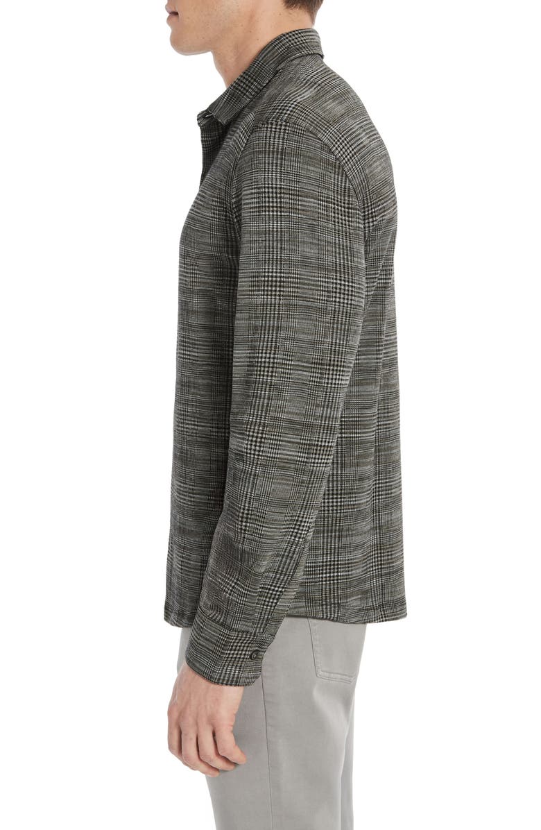 Robert Barakett Dario Glen Plaid Knit Button-Up Shirt, Alternate, color, Dark Grey