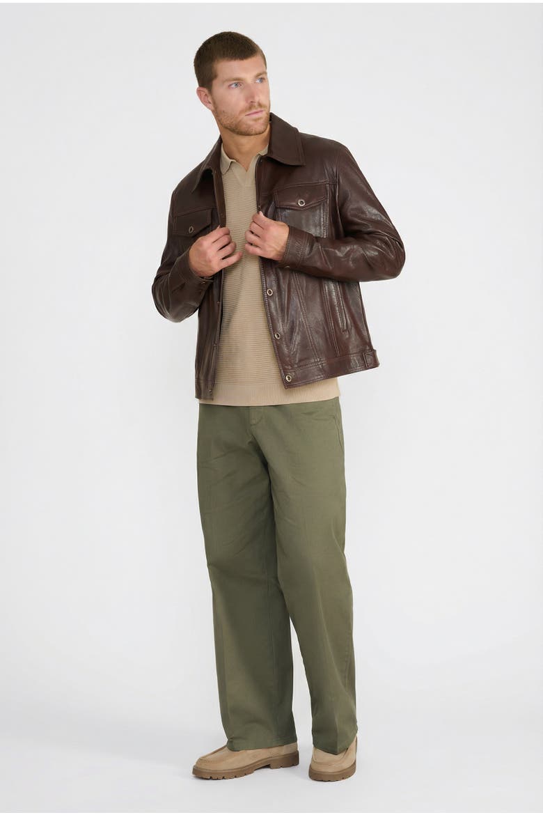 Oliver Leather Jacket, Alternate, color, Cognac Brown