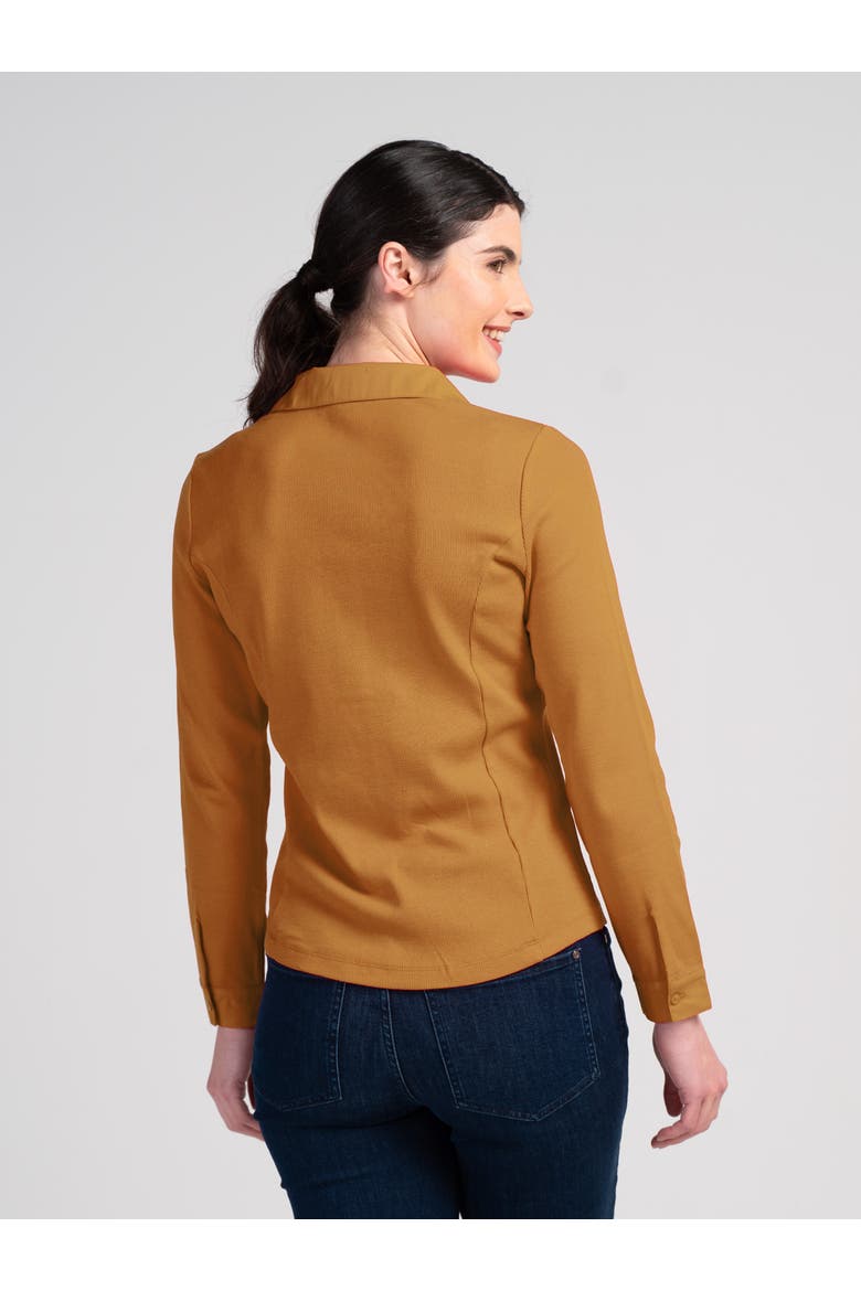 Fitted Long Sleeve Cotton Ribbed Shirt, Alternate, color, Ginger