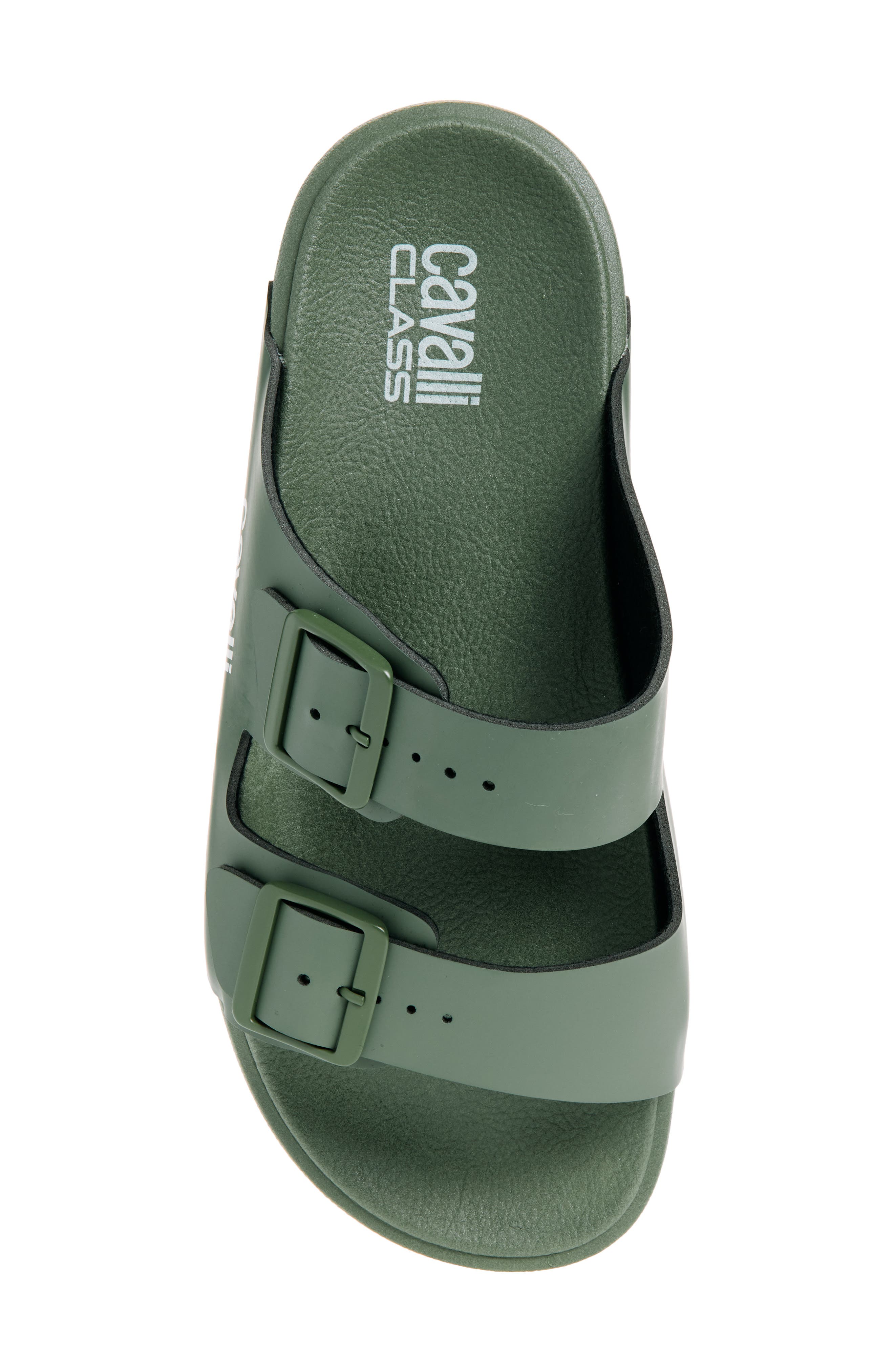 Roberto Cavalli Double Strap Slide Sandal, Alternate, color, Green