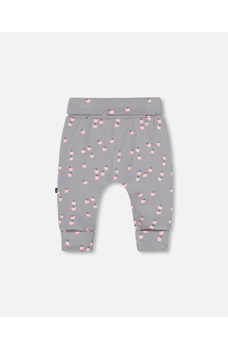 Deux par Deux Baby Girl's Organic Cotton Evolutive Pant Gray Printed Apples, Alternate, color, 