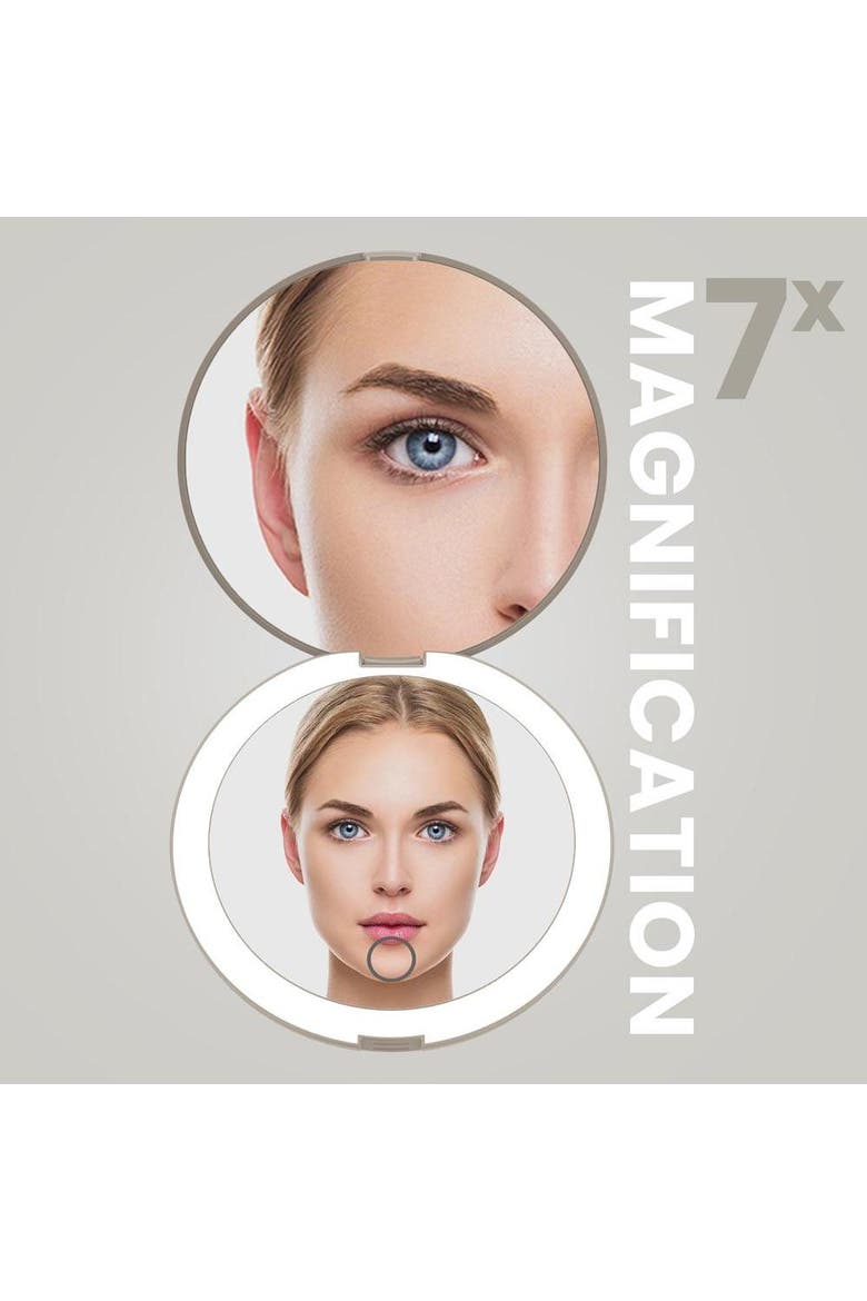 COMPACT Mirror | 7X Magnified Rechargeable LED Makeup Mirror, Alternate, color, Soft Stone