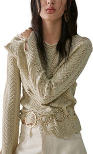 MANGO Mixed Open Stitch Long Sleeve Cotton Sweater