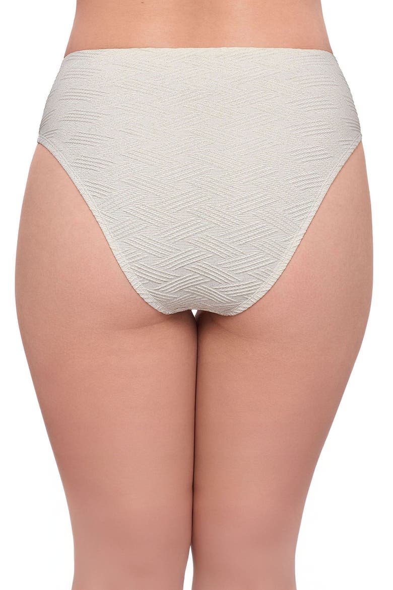 Smoothing and Sculpting Basket Weave Cinch Front High Cut Bikini Swimsuit Bottoms, Alternate, color, Bone Basket Weave