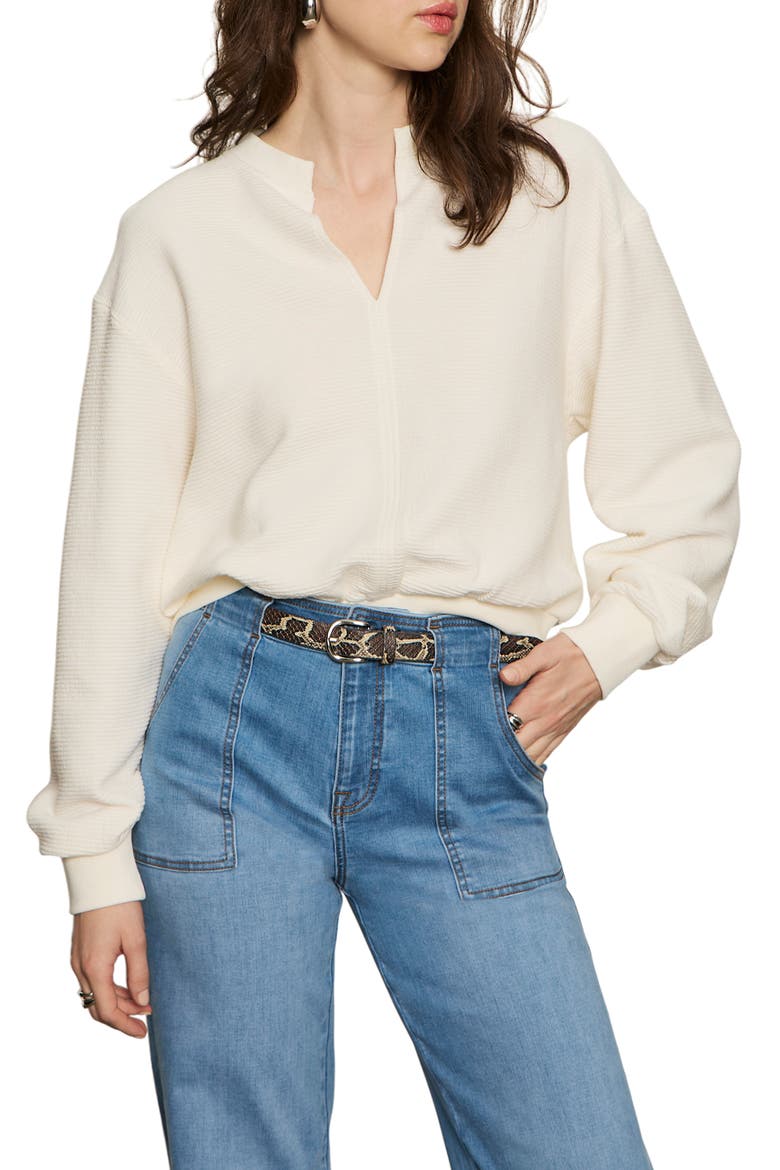 Split Neck Cotton Blend Rib Top, Main, color, CHALK WHITE