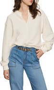 Sanctuary Split Neck Cotton Blend Rib Top