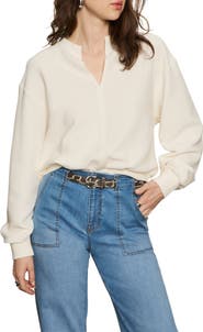 Sanctuary Split Neck Cotton Blend Rib Top
