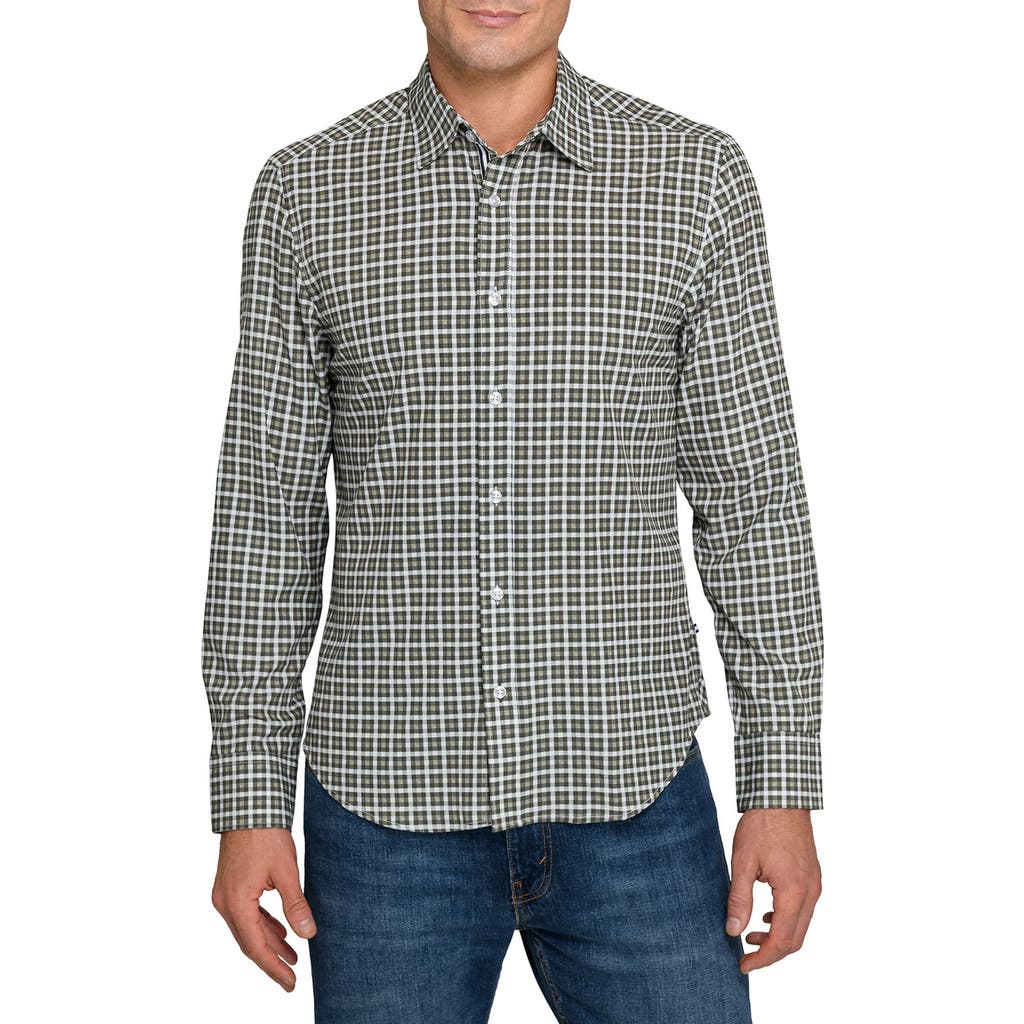 Brooklyn Brigade Grid Print Woven Long Sleeve Basic In Green