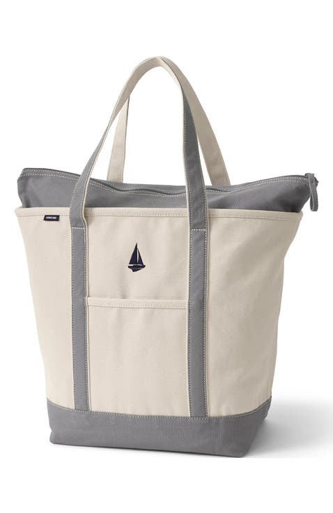 Zip Top Canvas Tote Bag