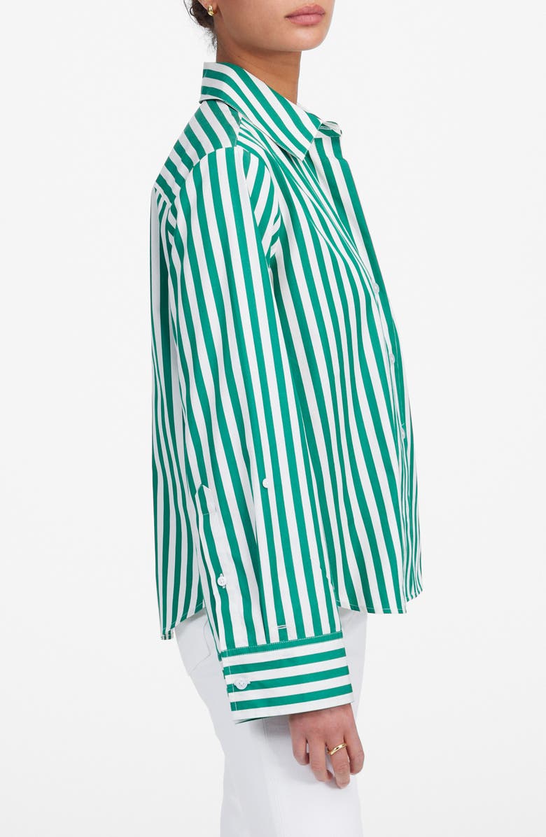 Madewell Poplin Easy Y-Neck Button-Up Shirt, Alternate, color, Verdant Green