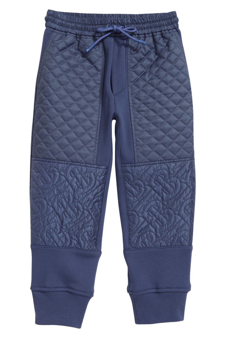 Kids' Timothie Monogram Quilted Joggers, Main, color, PEBBLE BLUE
