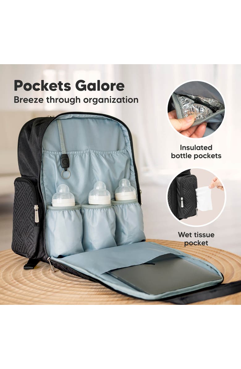 KeaBabies Bree Diaper Backpack, Alternate, color, Charcoal