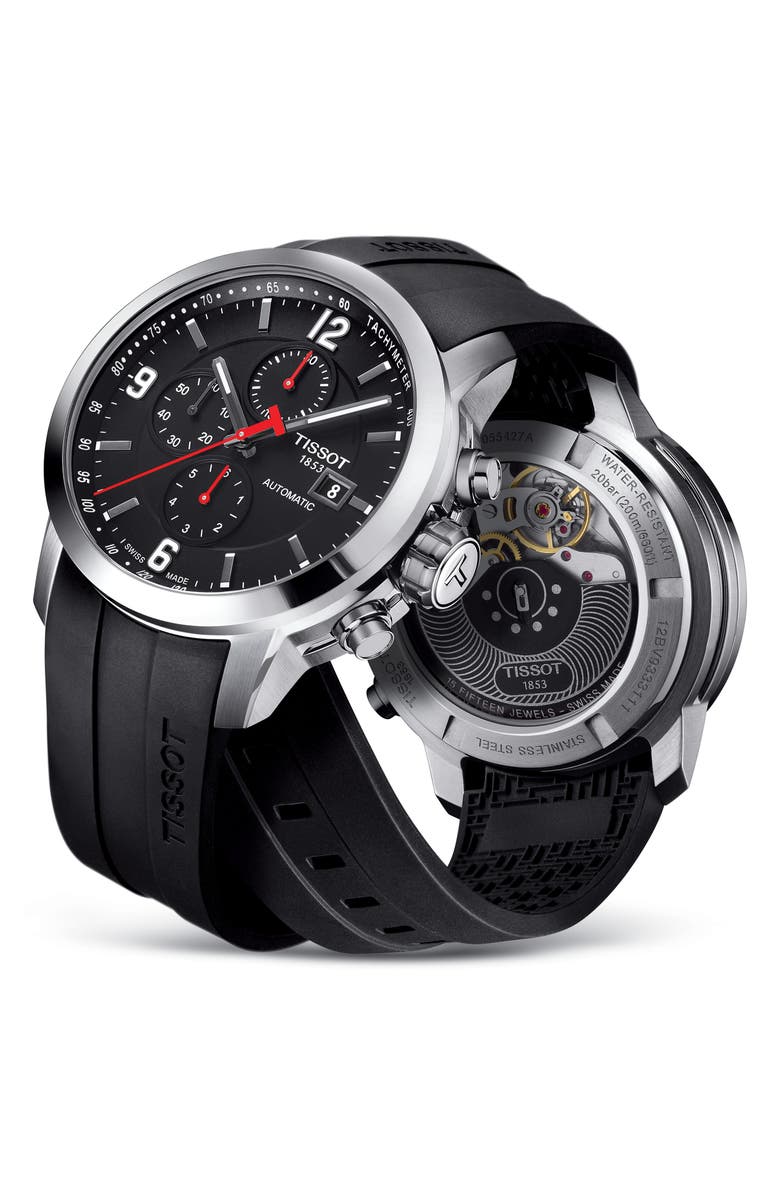 Tissot PRC200 Automatic Chronograph Silicone Strap Watch, 43mm, Alternate, color, 