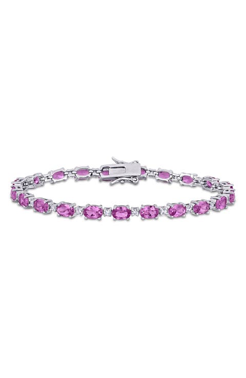 Lab Created Pink Sapphire & Lab Created White Sapphire Tennis Bracelet