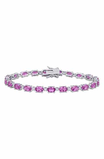 Lab Created Pink Sapphire & Lab Created White Sapphire Tennis Bracelet