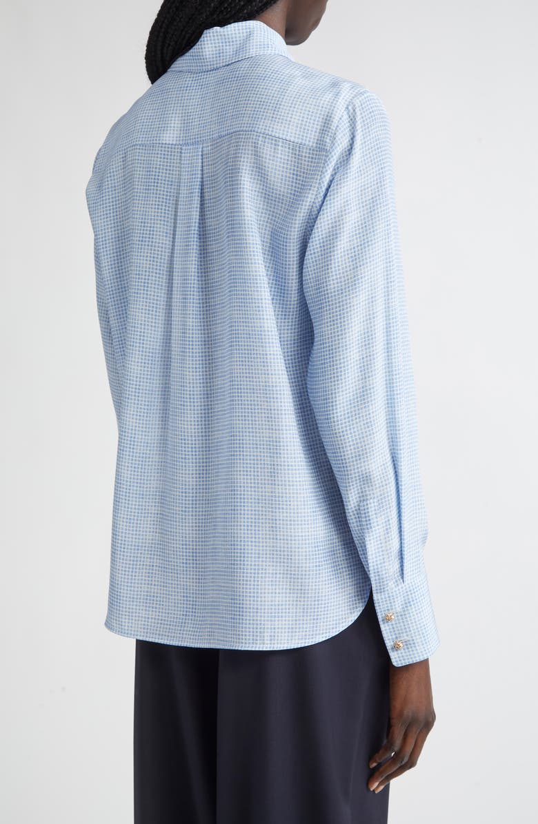 Max Mara Studio Nola Geometric Print Silk Top, Alternate, color, Light Blue