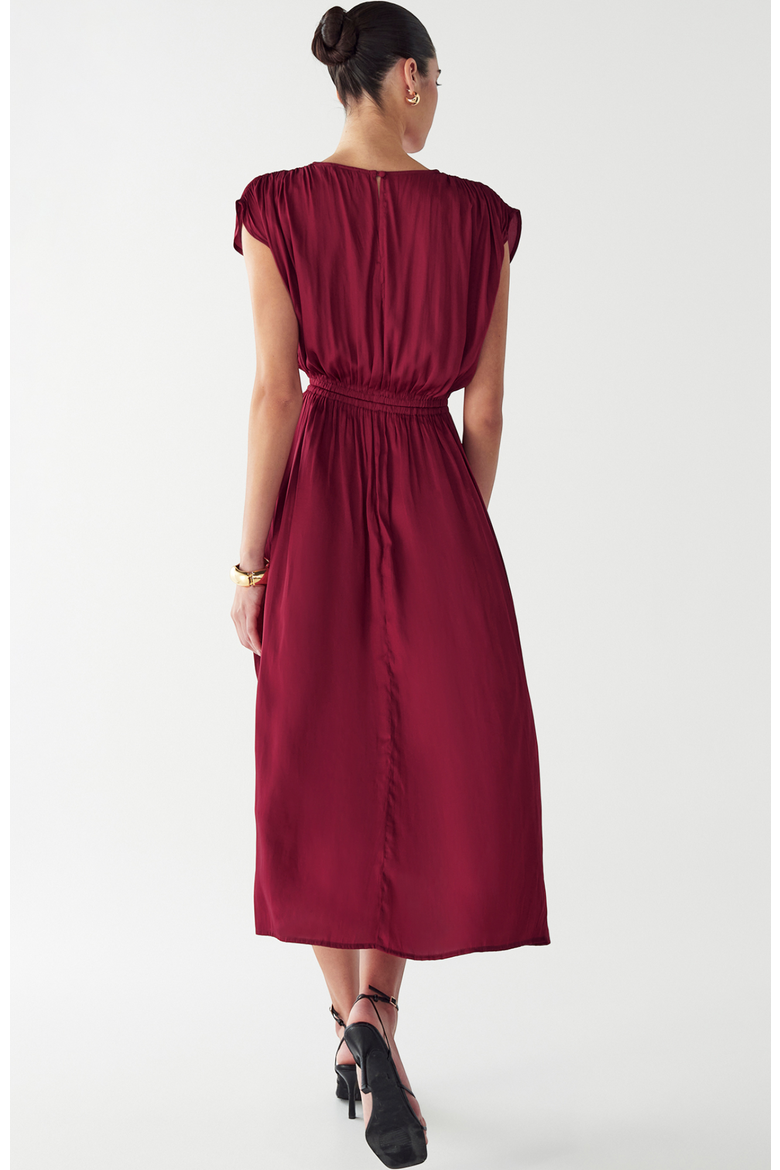 Carol Tucked Dress, Alternate, color, Burgundy