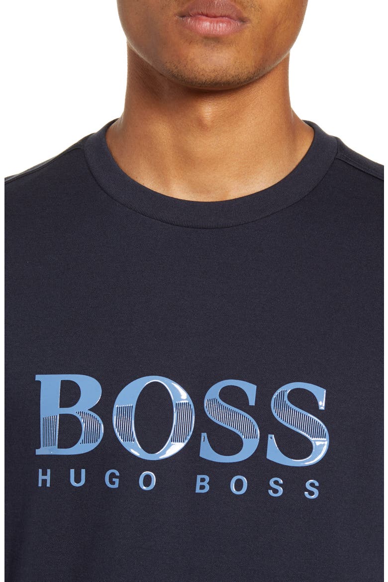 Cotton Blend Crewneck Sweatshirt, Alternate, color, NAVY