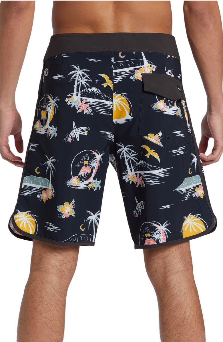 Quiksilver Highline Scallop Swim Trunks, Alternate, color, Black Paper