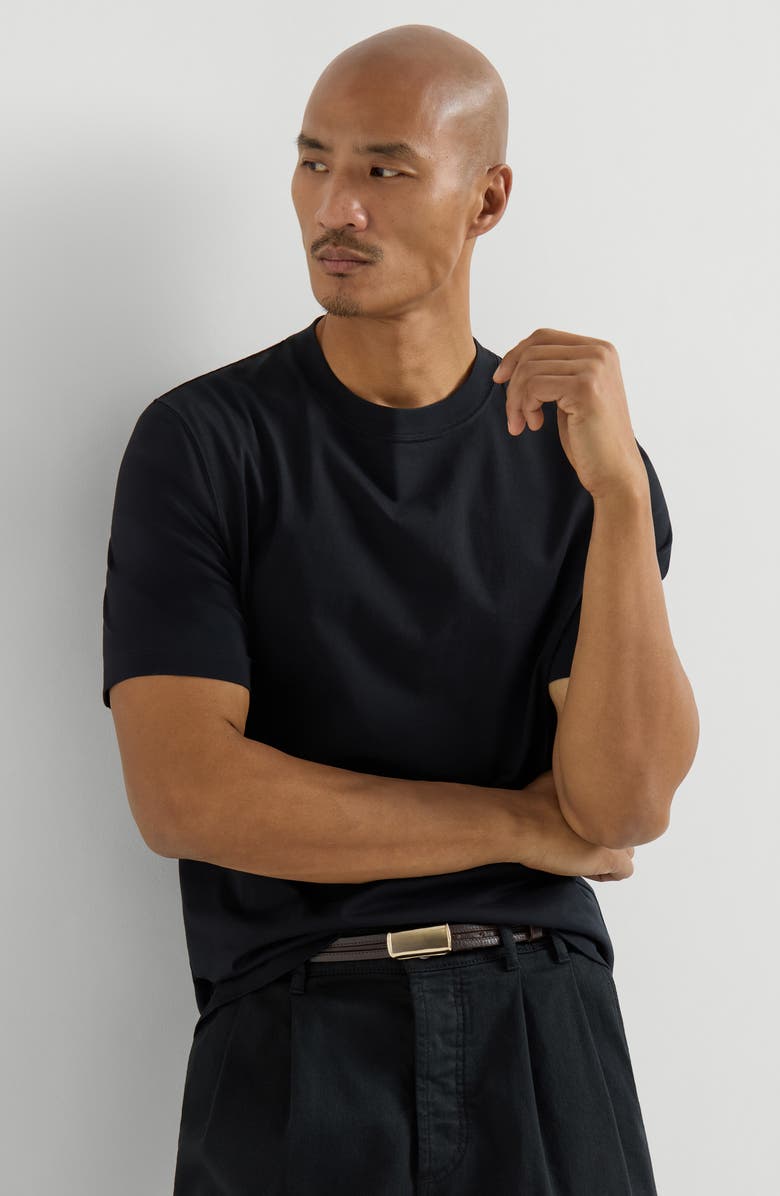 Brunello Cucinelli Cotton jersey crew neck T-shirt, Alternate, color, Black