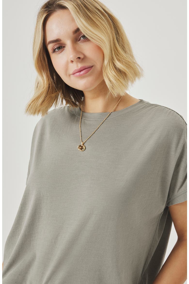 Rebecca Shirred Sleeve Cotton Blend T-Shirt, Alternate, color, EUCALYPTUS GREEN
