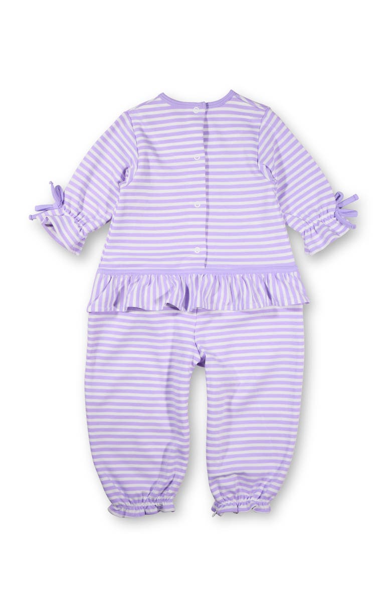 Florence Eiseman Stripe Knit Longall With Heart Flowers, Alternate, color, Light Purple, White