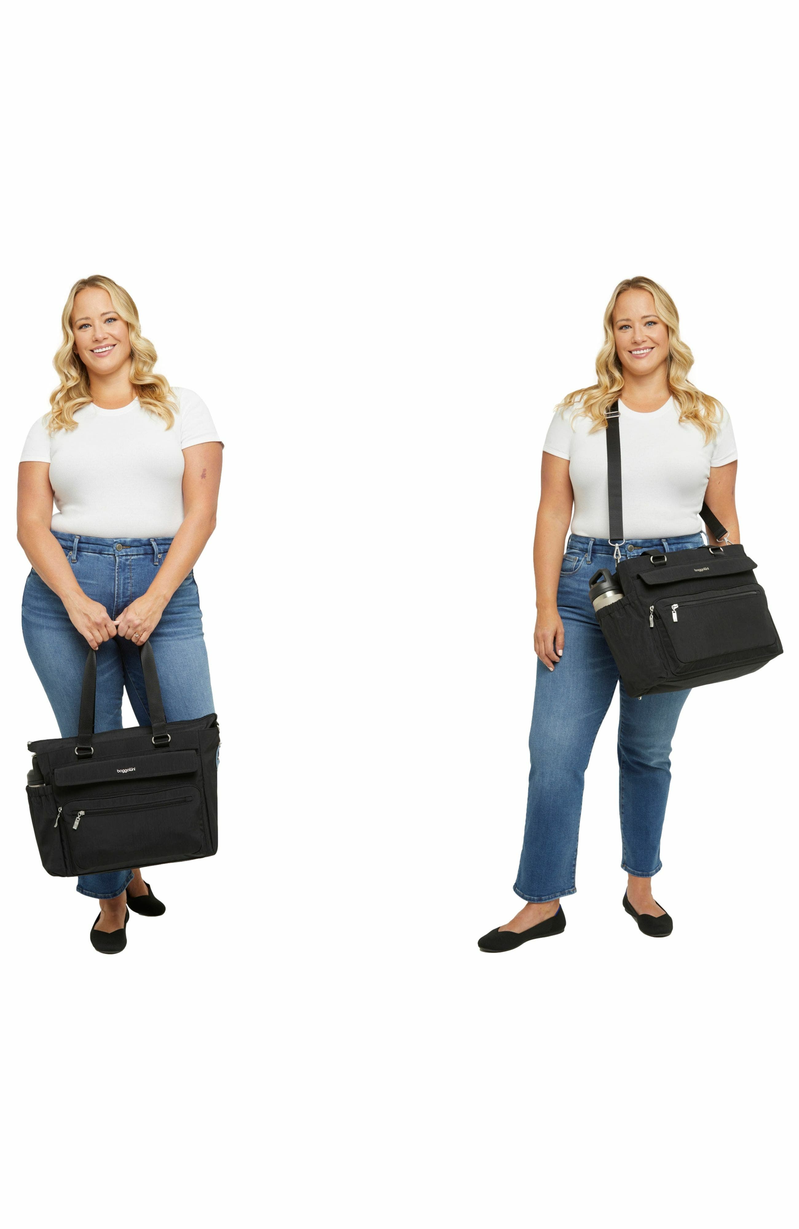 BAGGALLINI Modern Laptop Tote Crossbody Bag, Alternate, color, Black