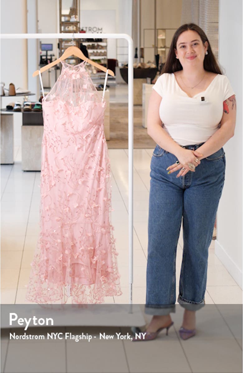 Sequin Embroidered High-Low Gown, sales video thumbnail