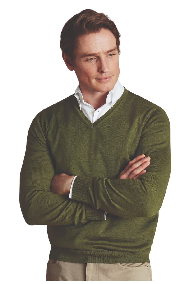 Charles Tyrwhitt Pure Merino V Neck Sweater, Main, color, 