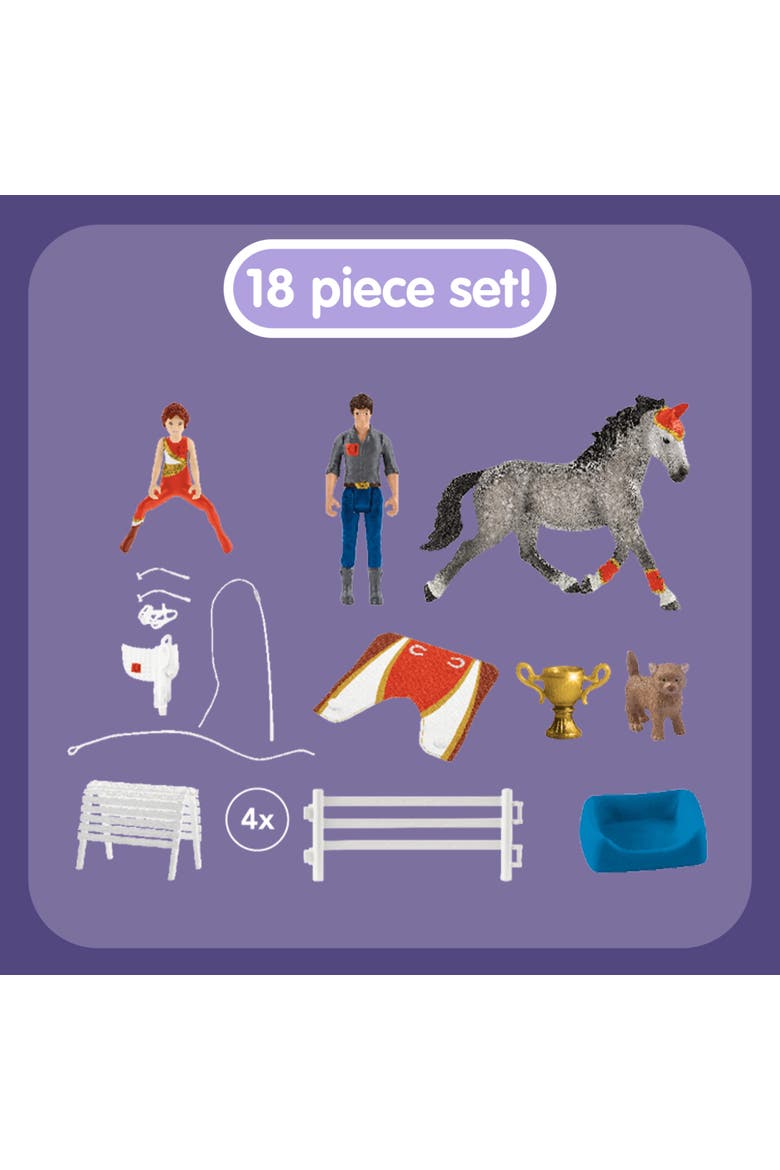 Horse Club Mia Vaulting, 18 Piece Animal Playset, Plastic, Kids 5+, Alternate, color, Multicolored