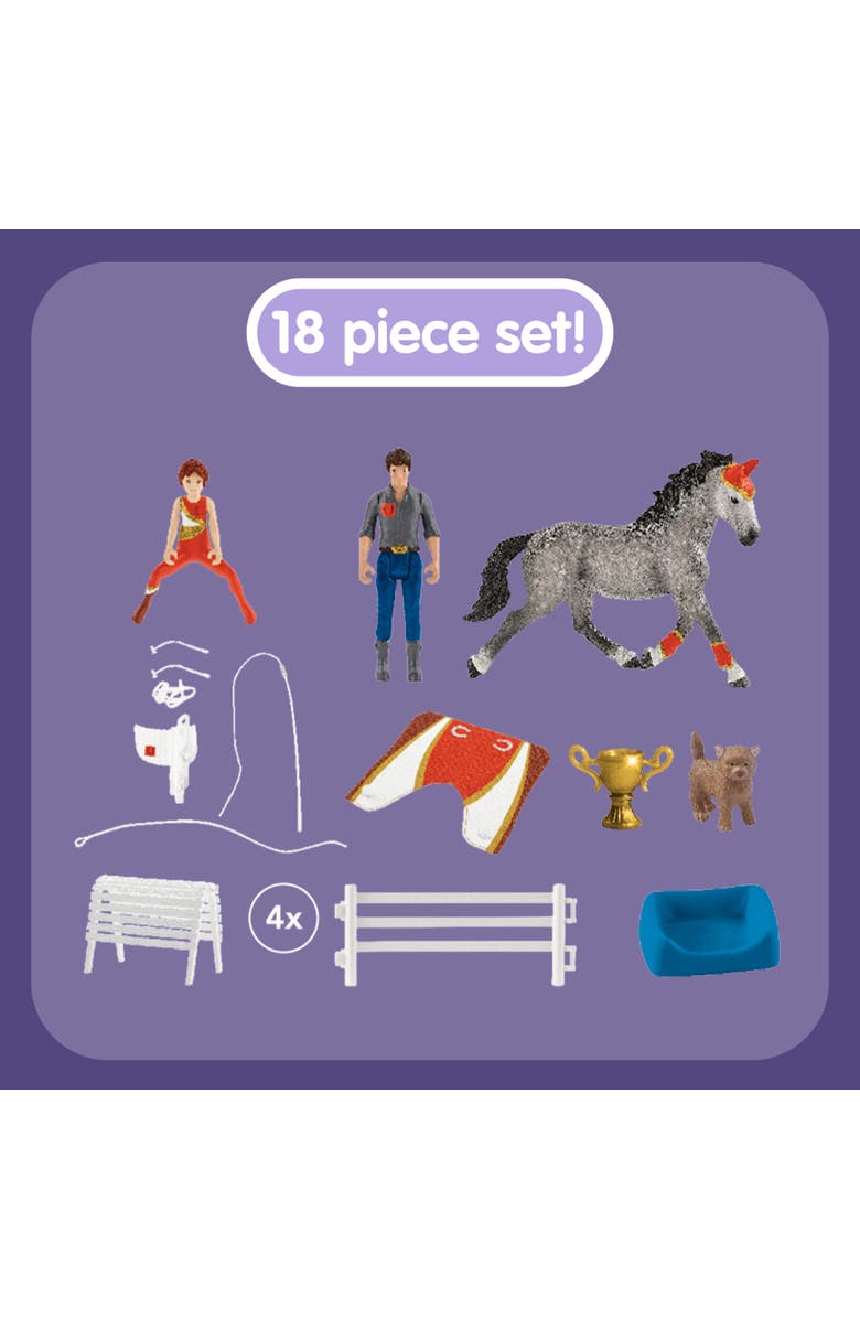 Schleich Horse Club Mia Vaulting, 18 Piece Animal Playset, Plastic, Kids 5+, Alternate, color, Multicolored