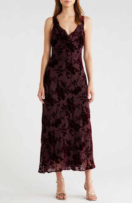 ASTR the Label Floris Floral Burnout Velvet Maxi Dress