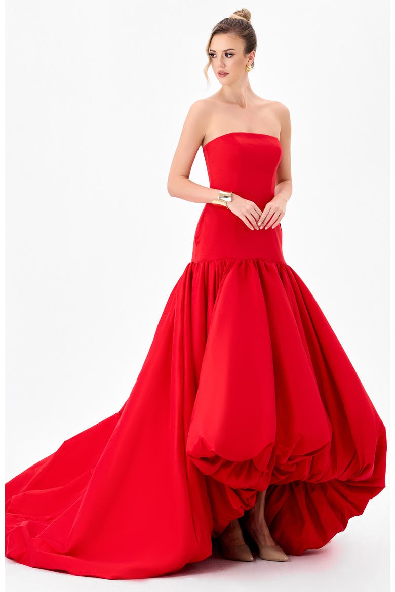 Allegra Strapless Balloon Gown, Alternate, color, RED