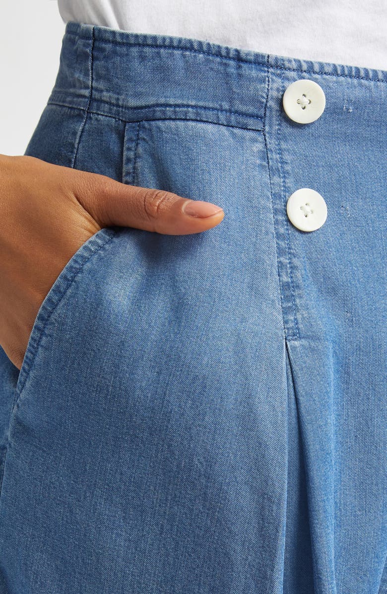 Derek Lam 10 Crosby Milie Pleated Denim Shorts, Alternate, color, Murray