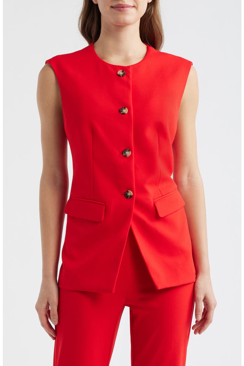Collarless Vest, Main, color, BEGONIA RED
