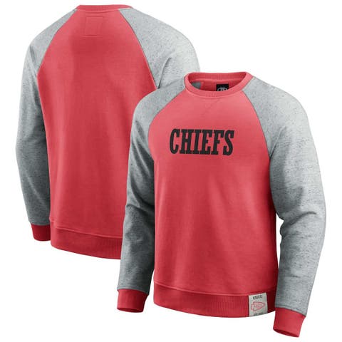Men's Darius Rucker Collection by Fanatics Heather Gray/Red Kansas City Chiefs Colorblock Pullover Sweatshirt
