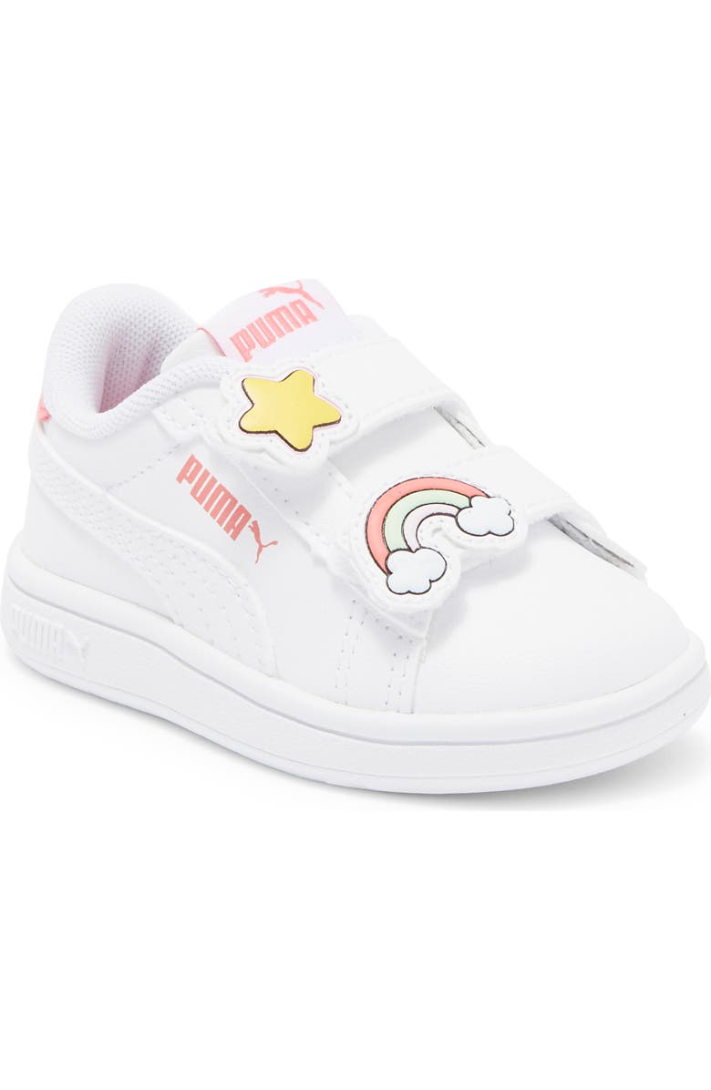 PUMA Kids' Smash Badges Dual Strap Sneaker, Main, color, White