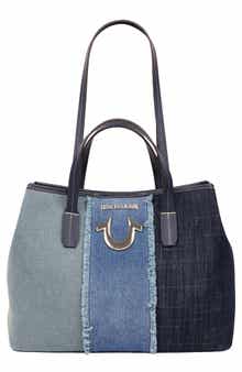 Frayed Denim Horseshoe Tote