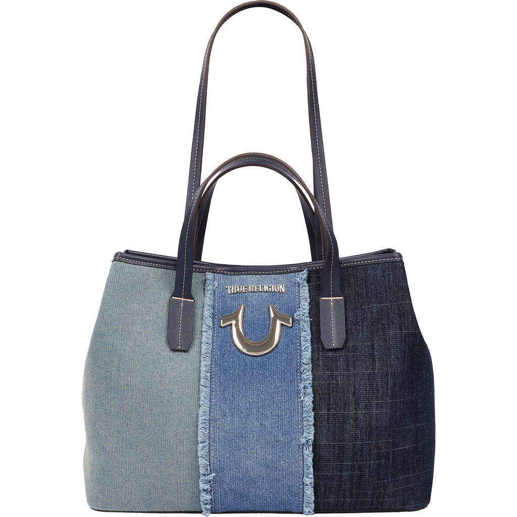 True Religion Frayed Denim Horseshoe Tote In Multi